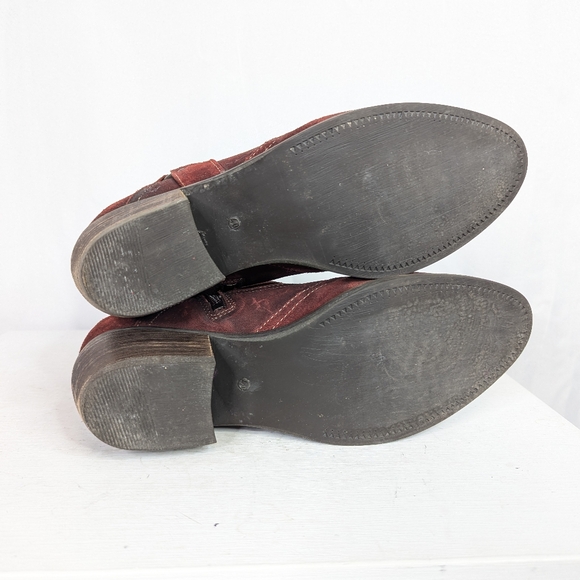Toas Howdy Red Garnet Rugged Suede Leather Ankle Boots - Size 9-9.5 - Picture 8 of 8
